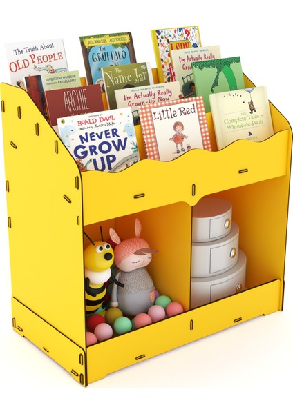 Toby 6 Bölmeli Ahşap Montessori Kitaplık Bebek Çocuk Odası Eğitici Iskandinav Tarz Kitaplık