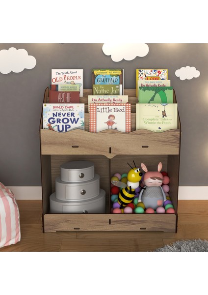 Toby 6 Bölmeli Ahşap Montessori Kitaplık