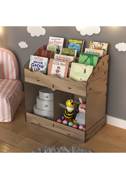 Toby 6 Bölmeli Ahşap Montessori Kitaplık