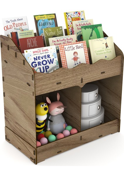 Toby 6 Bölmeli Ahşap Montessori Kitaplık