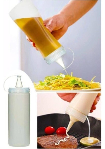2 Adet Plastik Yağlık Sosluk Şişesi 700 ml Masterchef Sosluk Şeffaf Yağdanlık