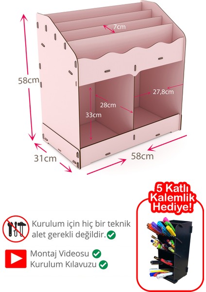 Toby 6 Bölmeli Ahşap Montessori Kitaplık fiyatları