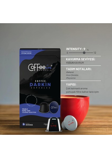 Coffee Darkin Lungo Aluminium Nespresso Kapsül Kahve 10'lu (Nespresso Uyumlu) %100 Arabica