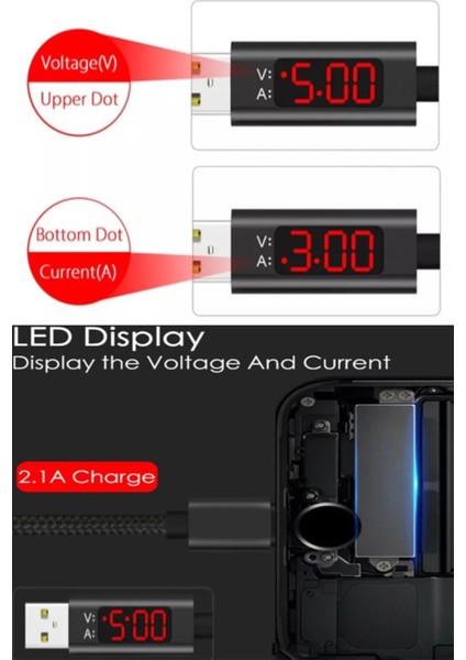 J12 Micro Usb V-A Led Göstergeli Şarj Kablosu -1mt