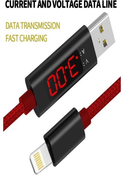 J12 Lightning IOS V-A Led Göstergeli Şarj Kablosu -1mt