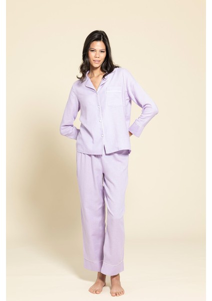 3'lü Organik Beyaz Biyeli Lila Pijama Takımı indirimleri