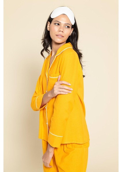 3'lü Organik Beyaz Biyeli Turuncu Pijama Takımı modelleri