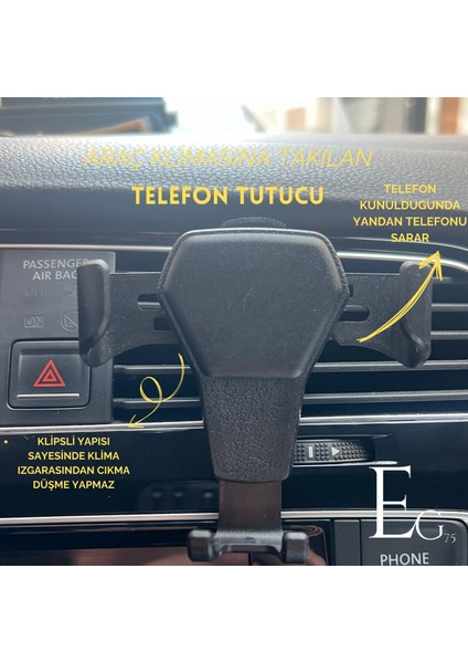 V Tipi Ayarlı Araba Telefon Tutacağı Siyah