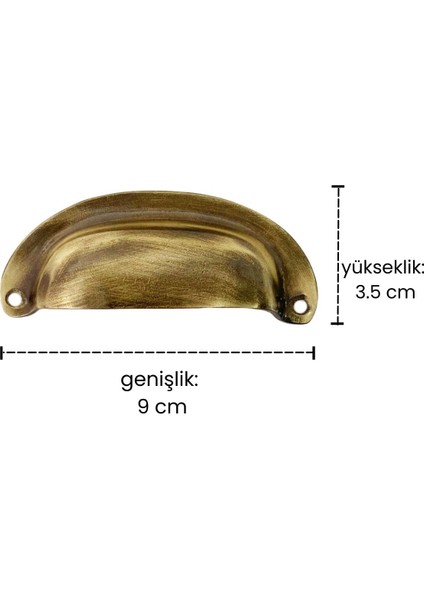 Pirinç Döküm Antik Sarı 9 cm Tas/çanak/midye Kulp (Ömür Boyu Garanti)