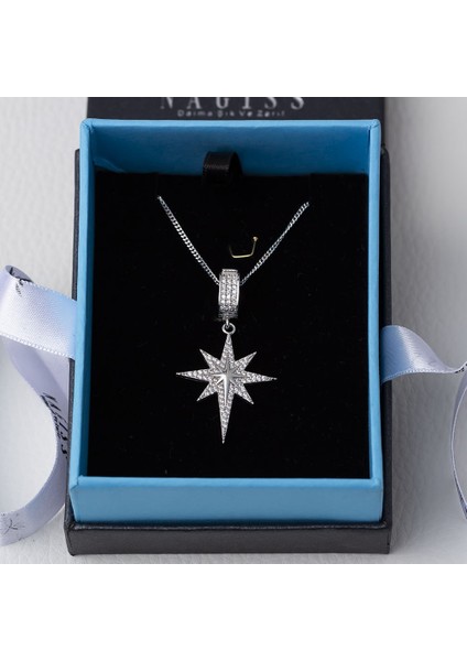 Kuzey Kutup Yıldızı Model Zirkon Taşlı 925 Ayar Gümüş Kadın Kolye-1 modelleri