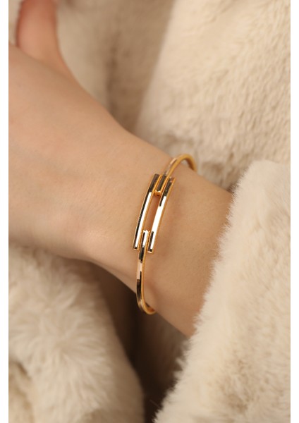 Yaldızlı 2 Sıra Kaburga Altın Bilezik CGKKLP0096