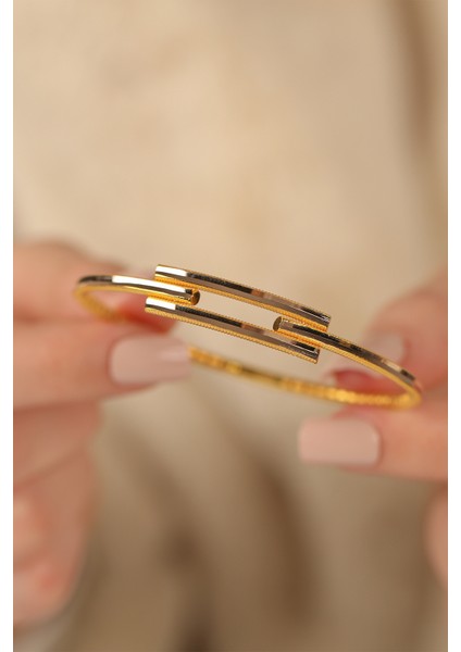 Yaldızlı 2 Sıra Kaburga Altın Bilezik CGKKLP0096 fiyatları