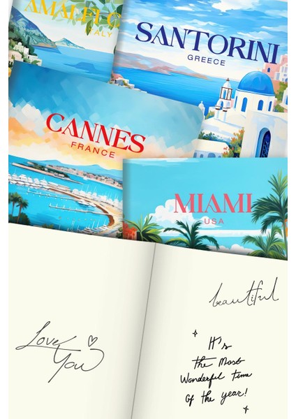 4'lü Coastal Cıtıes Defter Seti Çizgisiz 13X20