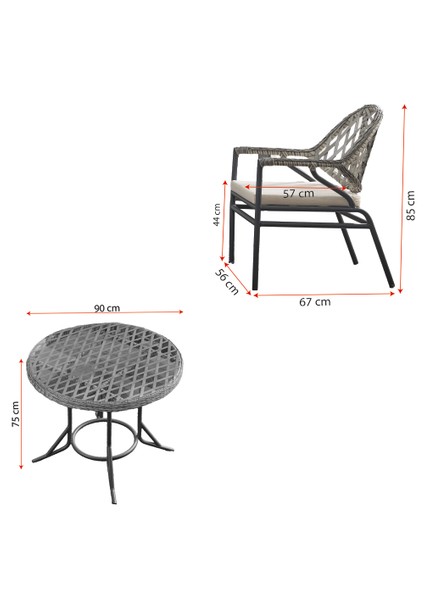 Bistro 4 Kişilik Rattan Örgü Bahçe Balkon Oturma Seti Cam Sehpalı