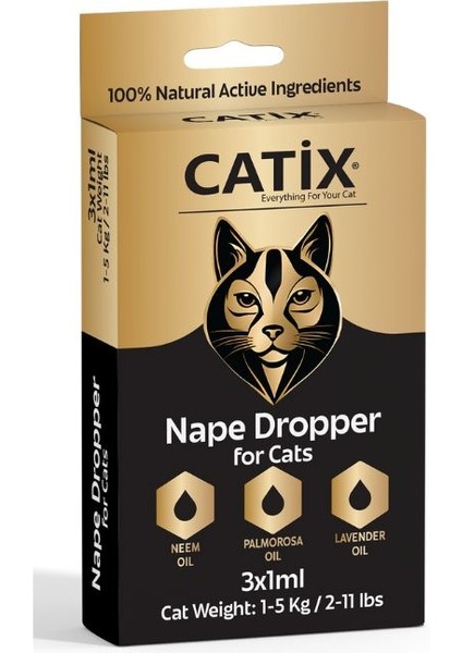 Kedi Ense Bit Pire Kene Deri Bakımı Bitkisel Damla 3x1 ml 1-5 kg
