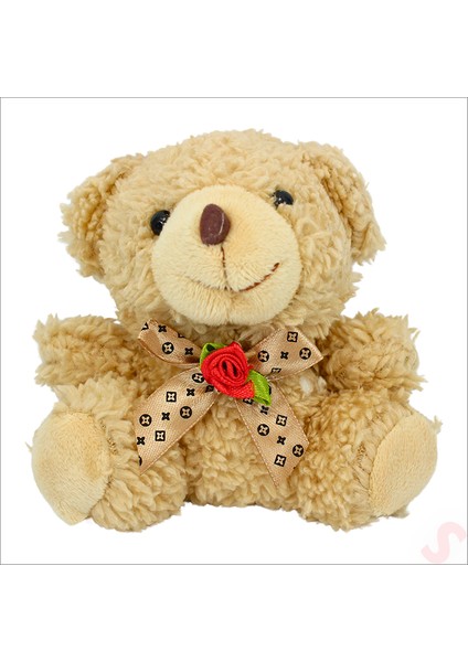 Kahve Pelüş Ayıcıklı ve Kutulu Yapay Çiçek Buketi - 20 cm