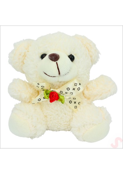 Beyaz Pelüş Ayıcıklı ve Kutulu Yapay Çiçek Buketi - 20 cm