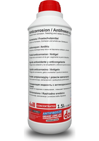 Konsantre - Saf 1.5 Litre Kırmızı Organik Antifriz - G12 (Üretim Yılı: 2025)