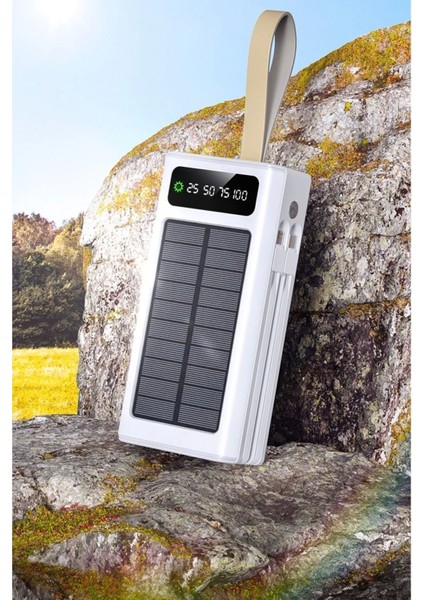 30.000 Mah Güneş Enerjili LED Işıklı Powerbank Şarj Aleti 4xusb Çıkış Çoklu Şarj Çıkışı Kablo fiyatları