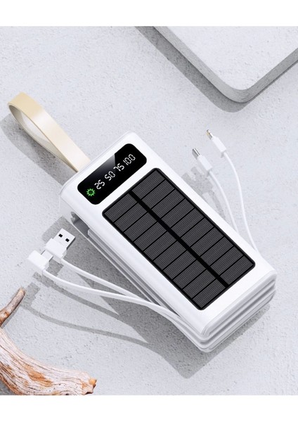 30.000 Mah Güneş Enerjili LED Işıklı Powerbank Şarj Aleti 4xusb Çıkış Çoklu Şarj Çıkışı Kablo modelleri