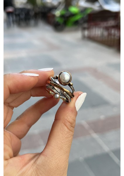 Gümüş Incili El Işi Otontik Yüzük EK41R1S3