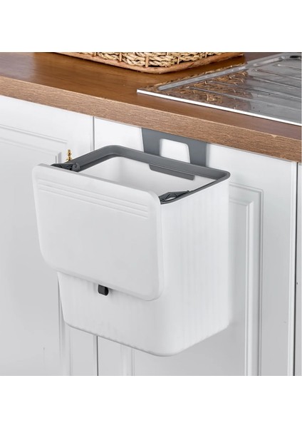 15 Litre Fonksiyonel Banyo Mutfak & Ofis Çöp Kovası - Askı Aparatlı-Duvara Asılabilir-Ergonomik Kap