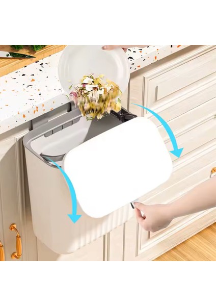 15 Litre Fonksiyonel Banyo Mutfak & Ofis Çöp Kovası - Askı Aparatlı-Duvara Asılabilir-Ergonomik Kap