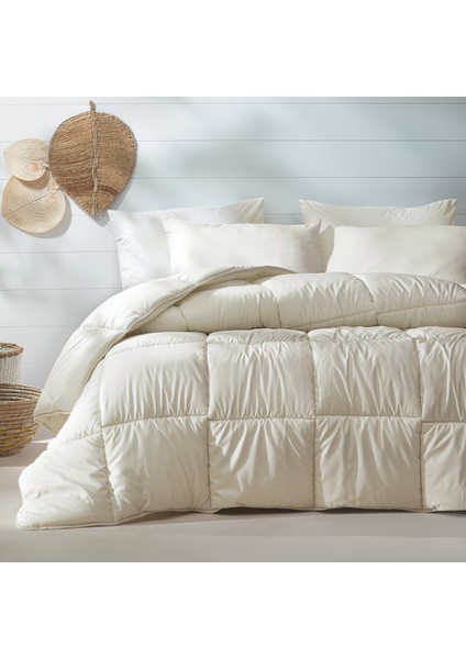Bedding Macaron Çift Kişilik Yorgan - Yastık Set - Krem