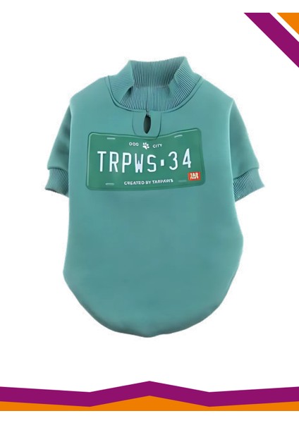 Basic Köpek Baskılı Sweatshirt TRPWS34 Plaka İçi Polarlı Kıyafet