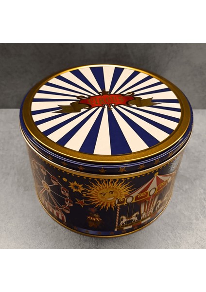 Circus Seri - Yuvarlak Metal Metal Kutu - Lacivert fırsatları