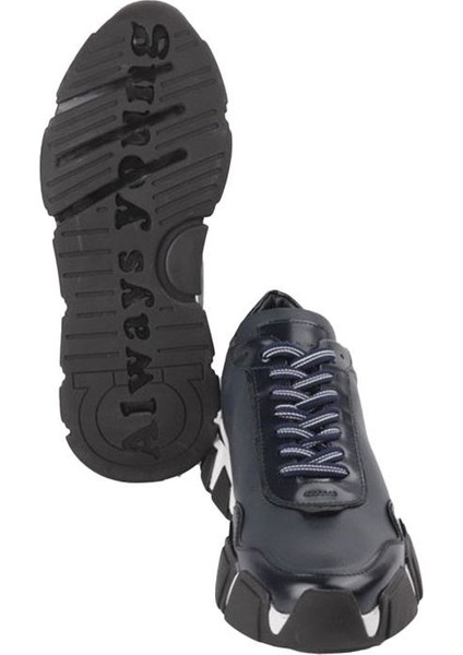 20069 Lacivert Sneaker Deri Ayakkabı modelleri