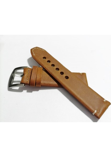 &her Saate Uyumlu El Yapımı Hakiki Grizi Deri Saat Kordonu 20 mm (132) Taba Renk