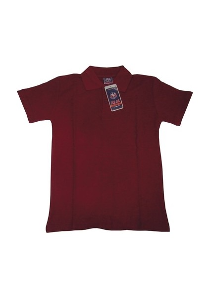 Polo Yaka Bordo Tişört Kısa Kol 6-16 Yaş Okul Tişört/t-Shirt - 15-16 Yaş