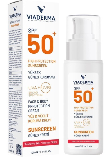 Spf+50 Hassas Kuru & Kızarık Ciltler Için Yüksek Korumalı Yüz & Vücut Güneş Kremi 100 ml
