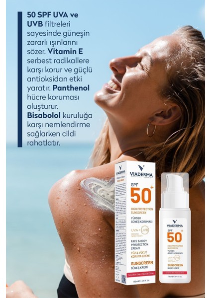 Spf+50 Hassas Kuru & Kızarık Ciltler Için Yüksek Korumalı Yüz & Vücut Güneş Kremi 100 ml