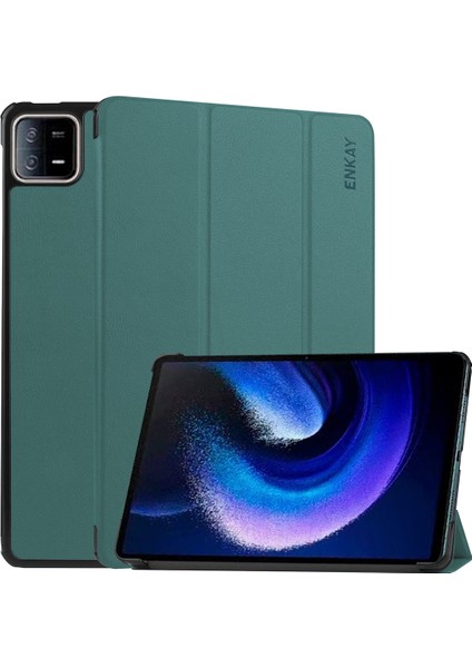 Xiaomi Pad 6 Için Üç Katlı Stand Tekeri Deri Kılıf (Yurt Dışından)