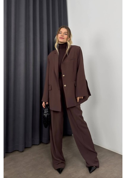 Kahverengi Oversize Ceket Pantolon Premiumtakım fiyatları