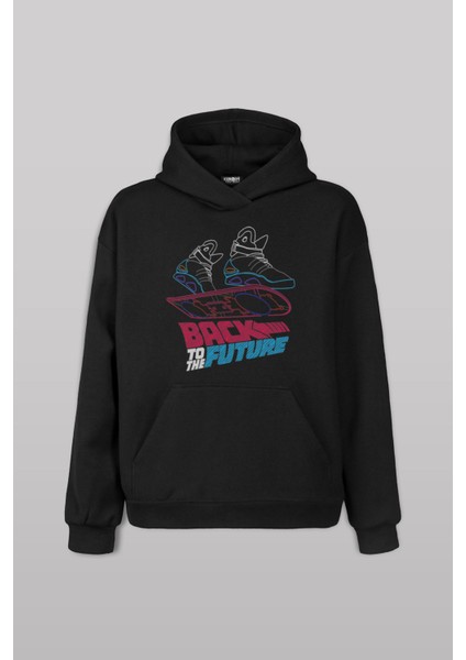 Back To The Future Geleceğe Dönüş Uçan Kaykay Ön Baskılı Sweatshirt Unisex Kapüşonlu Hoodie