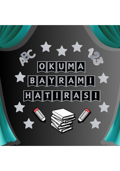 Okuma Bayramı Hatırası Pano Süsü Pano Süsü El Pankartı Set