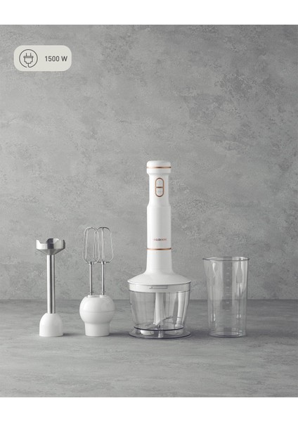 Mbs 3001 4 Bıçaklı Mini Blender Seti Beyaz-Bakır