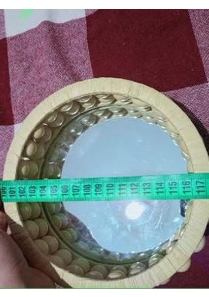 Ev Dekorasyon Modern Dekoratif Bohem Rafya Tepsi Doğal Bambu Aynalı 18 cm Boncuklu Tepsi fırsatları