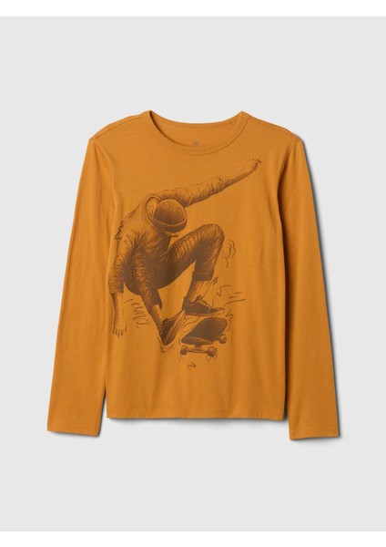 Erkek Çocuk Turuncu Grafikli T-Shirt