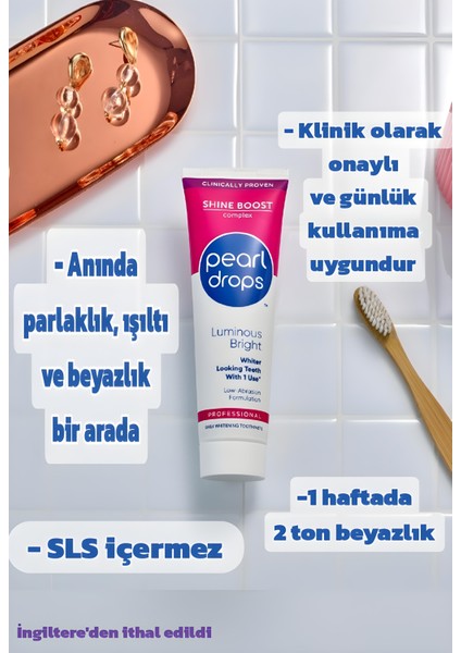 Luminous Bright 2 Adet. Anında, Işıltılı, Parlak ve 1 Haftada 2 Tona Kadar Beyazlatıcı Diş Macunu 75 ml