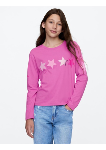 Kız Çocuk Pembe Grafikli T-Shirt