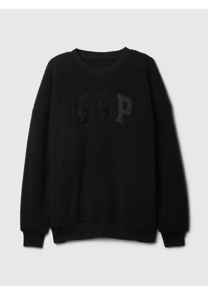 Kadın Siyah Gap Logo Oversize Sherpa Heart Sweatshirt fiyatları