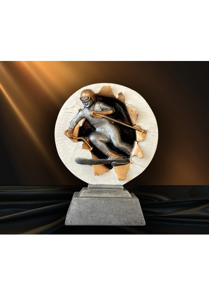 Ödül Kupası Kadın Kayak 12X16 cm Gri Renkli ,ithal Döküm Kaliteli Kupa