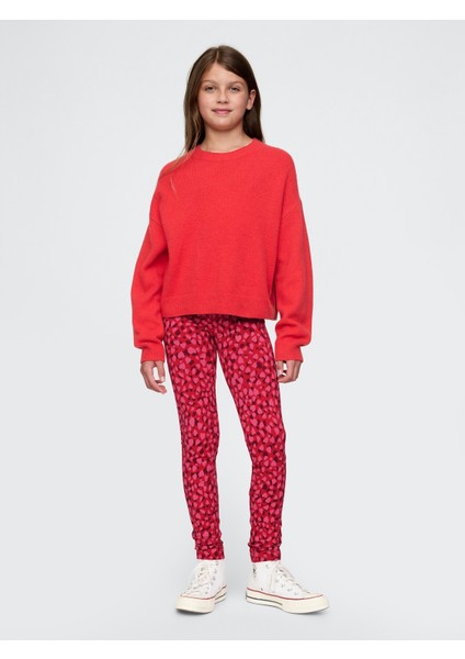 Kız Çocuk Kırmızı Desenli Legging Tayt