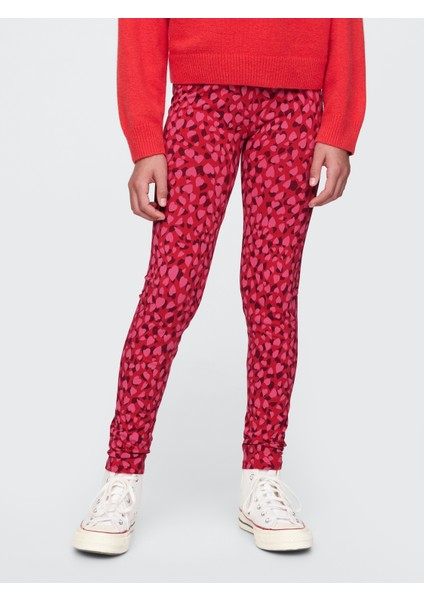 Kız Çocuk Kırmızı Desenli Legging Tayt