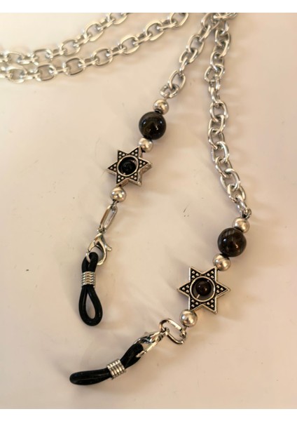 Gözlük Aksesuarları Erkek Siyah Lav Doğal Taşlı Gözlük Zinciri modelleri