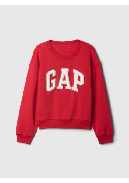 Kız Çocuk Kırmızı Gap Logo Oversize Fleece Sweatshirt fiyatları